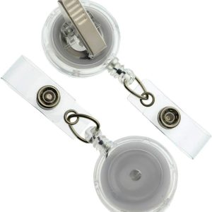 Bulk 25 Pack - Premium Clear (Translucent) Retractable Badge Reels with Alligator Swivel Clip on Back by Specialist ID (Translucent Clear)
